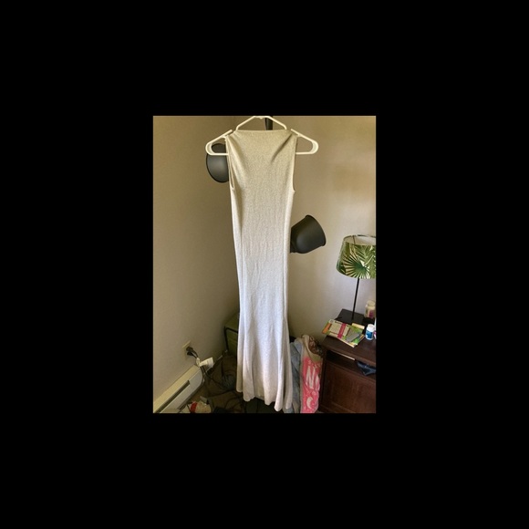 Tea-length Silver Knit Dress - Picture 9 of 9